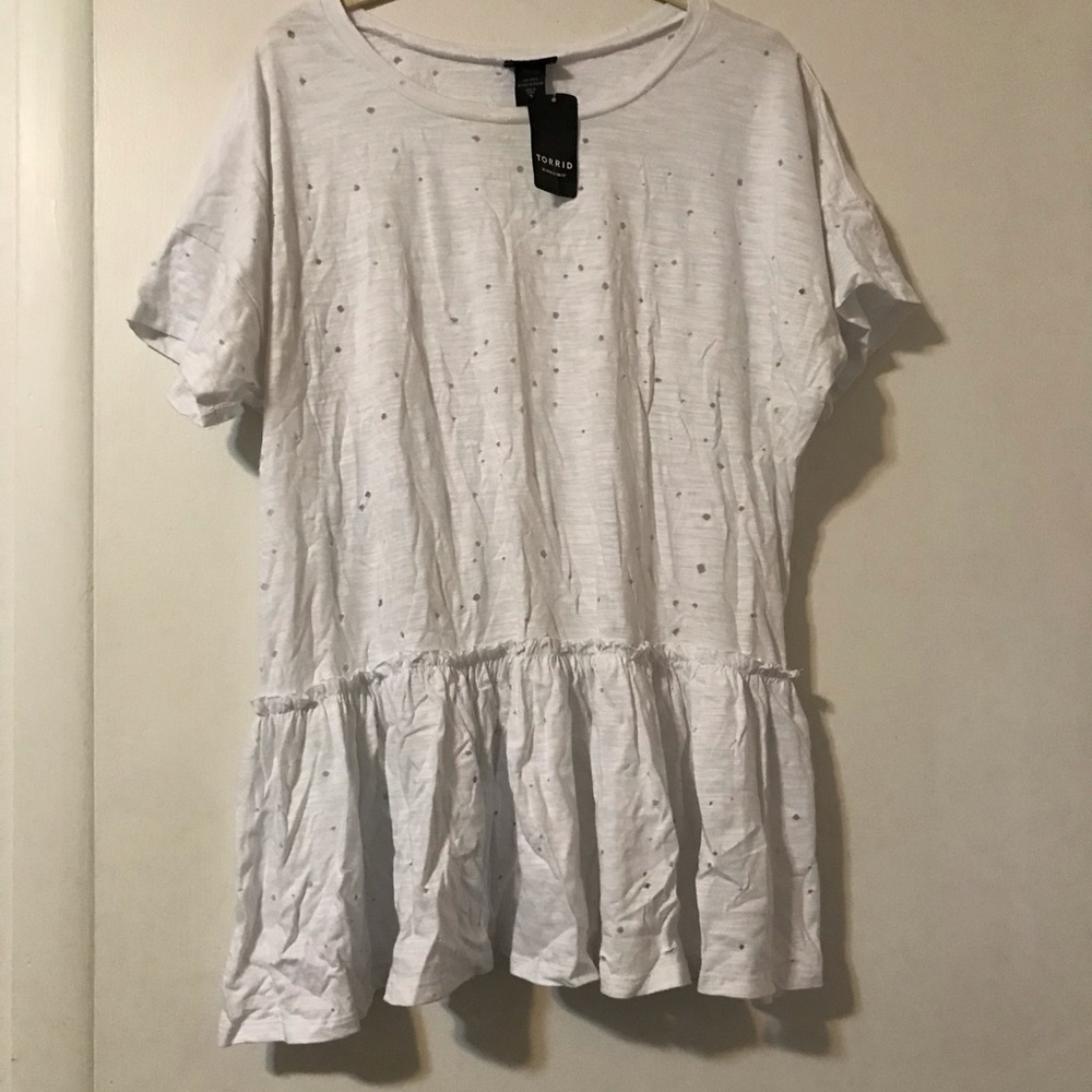 Super cute, distressed look peplum tee